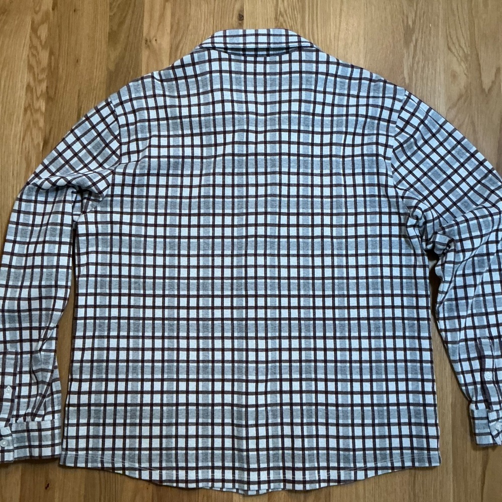Vince Heavyweight Flannel Shirt XL Brown Beige Plaid Cotton Button Up Overshirt - Picture 3 of 7